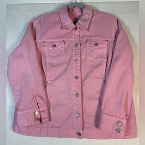 Avon Breast Cancer Crusade Pink Rhinestone Denim Jean Jacket Size 1X